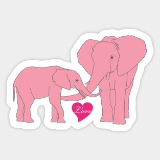 Elephants Love Heart Sticker